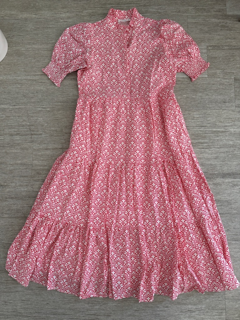 Tuckernuck Hyacinth House Red and White Printed Tiered Midi Dress